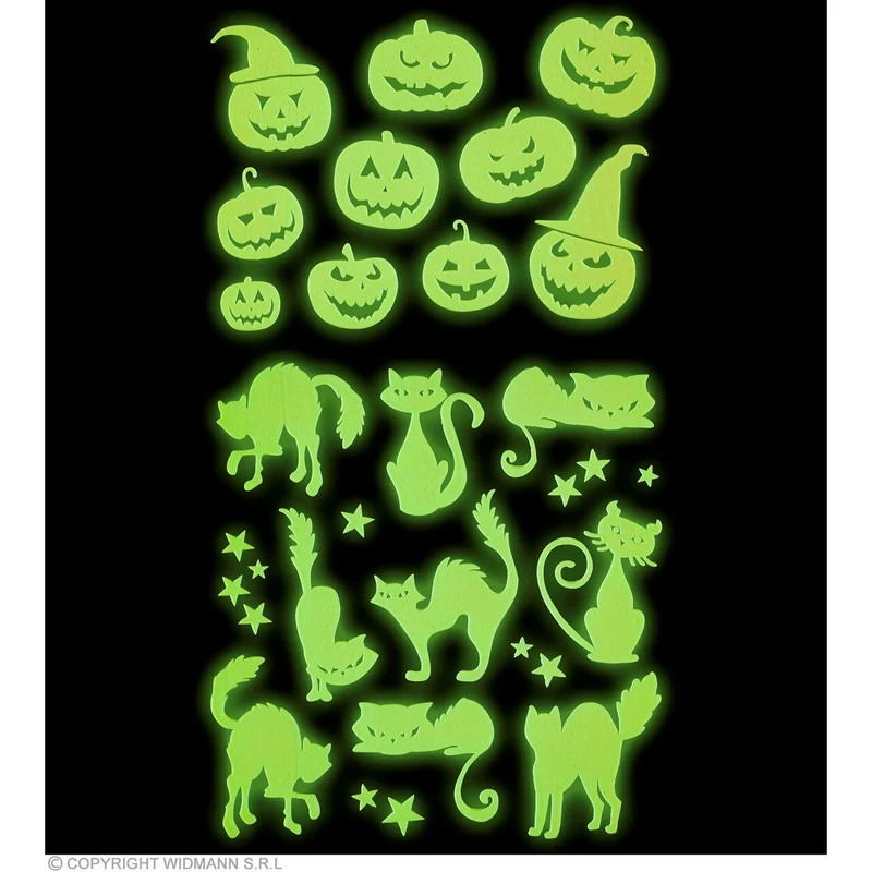 Glow In The Dark Halloween Pompoenen En Katten Stickers
