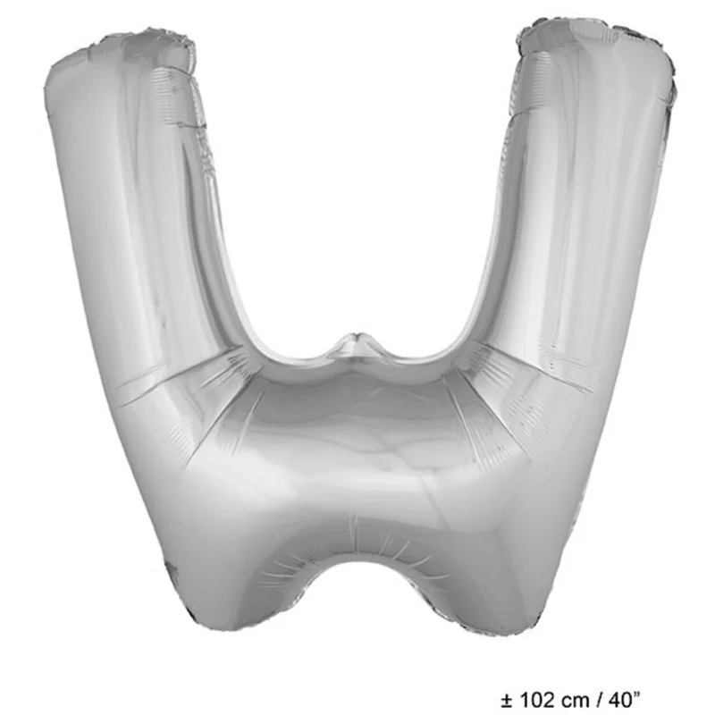 Folie Ballon Letter W Zilver XL 102cm (Leeg)