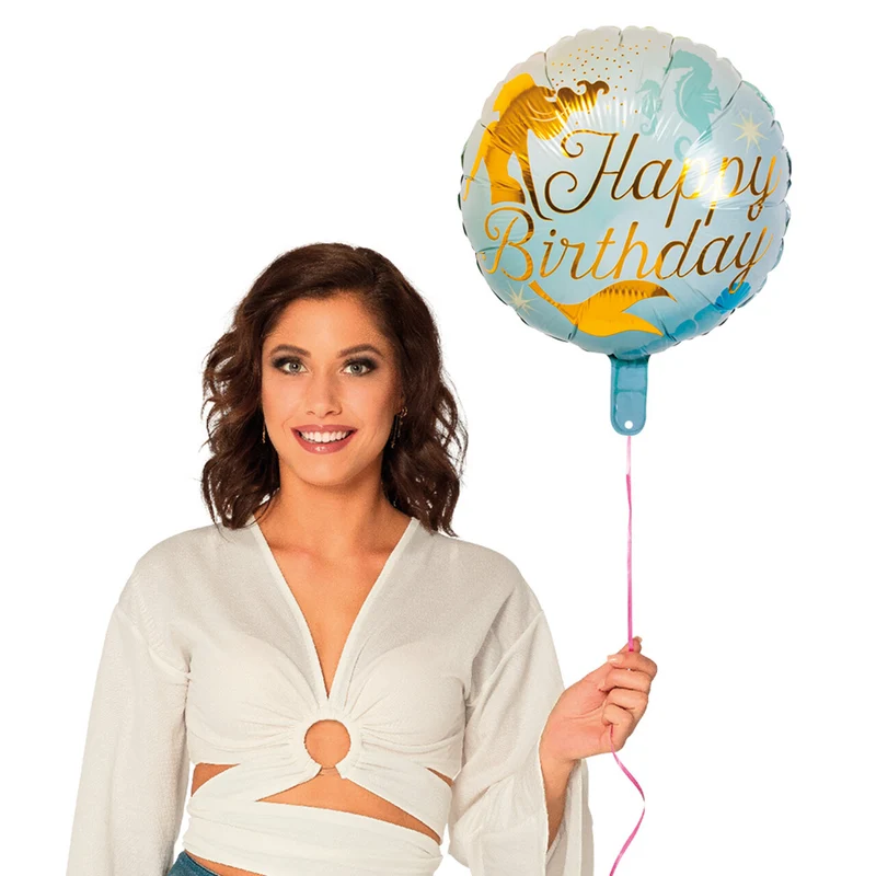 Folieballon Zeemeermin Happy Birthday