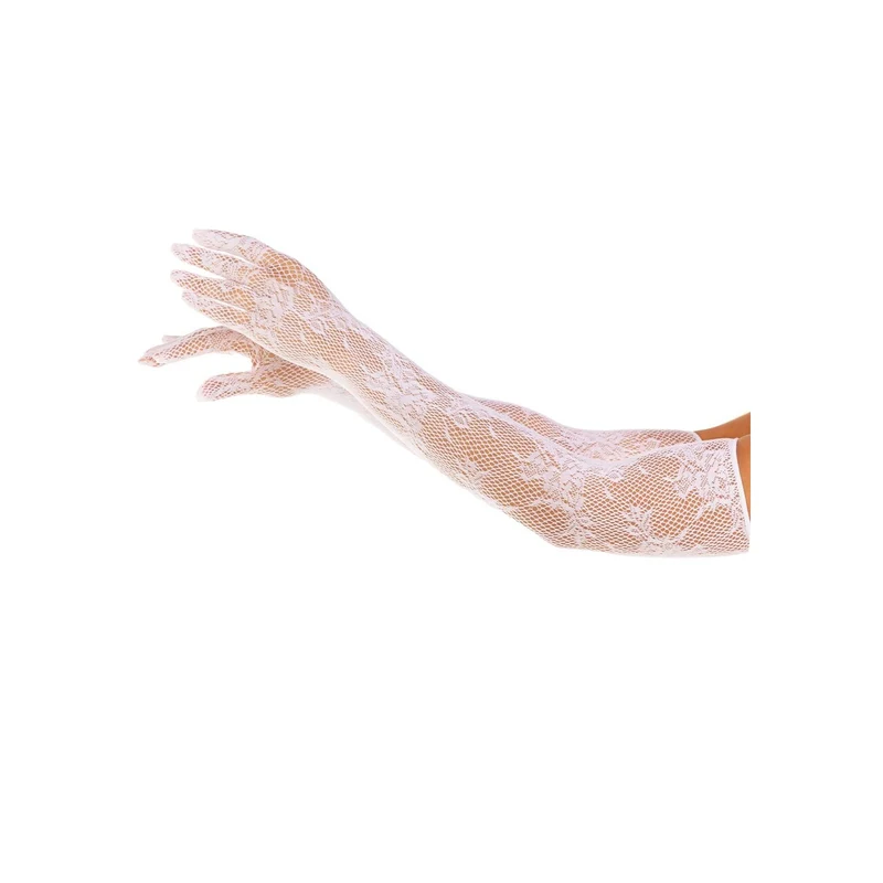 Opera Length Floral Net Gloves