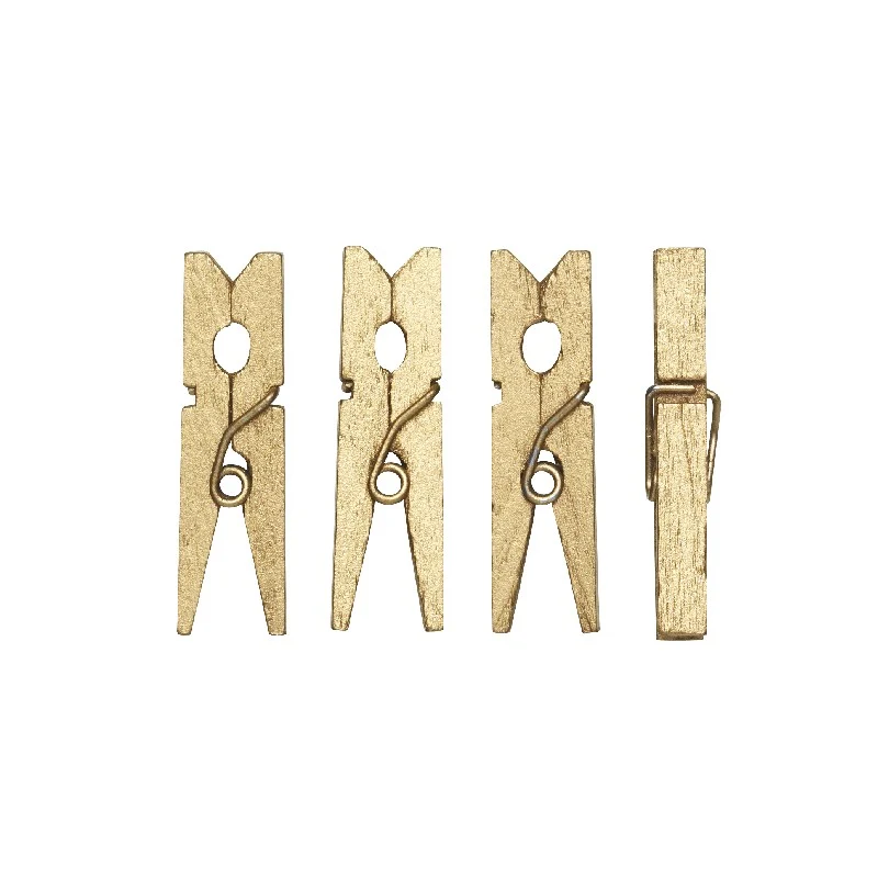 Mini wasknijpers - 48 stuks - goudkleurig