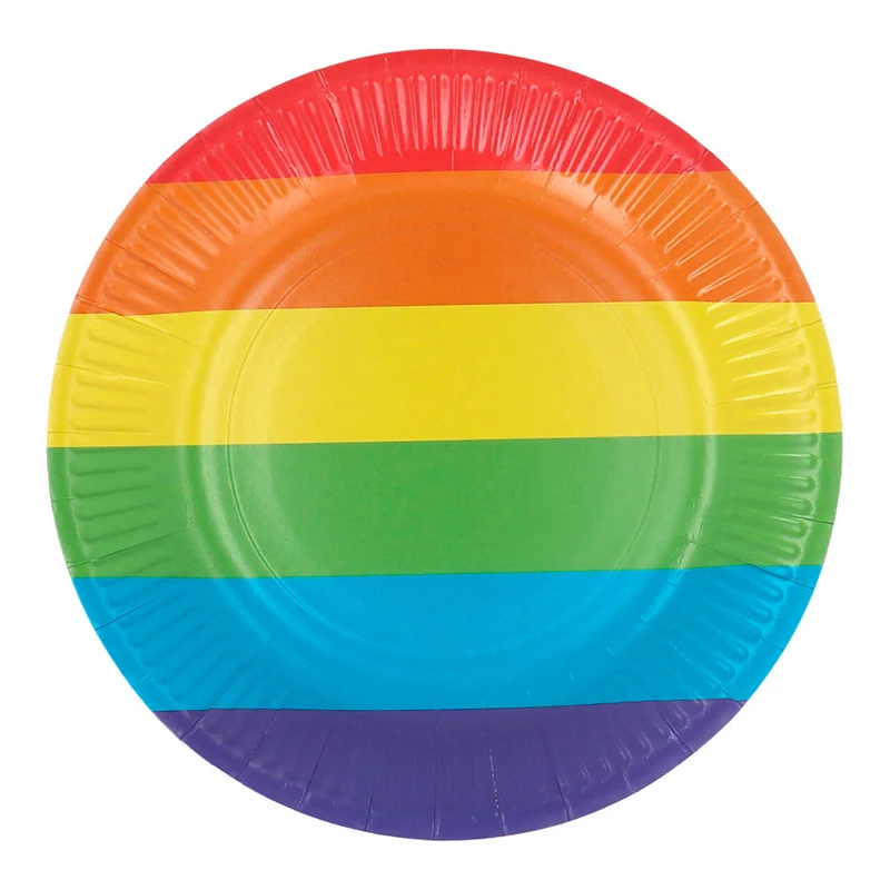Set 8 Papieren Bordjes Happy Regenboog