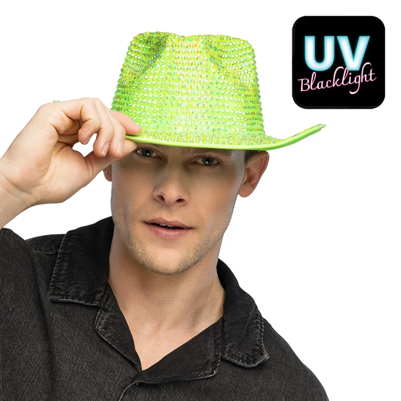 Aurora Strass Cowboyhoed Neongroen Uv