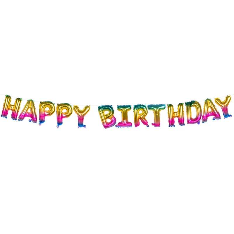Folieballon Slinger Happy Birthday Regenboog