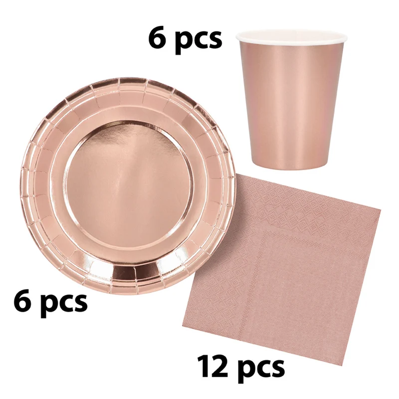 Papieren Feestservies Set Roségoud