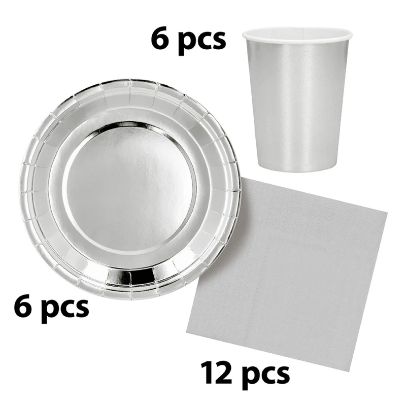 Papieren Feestservies Set Zilver
