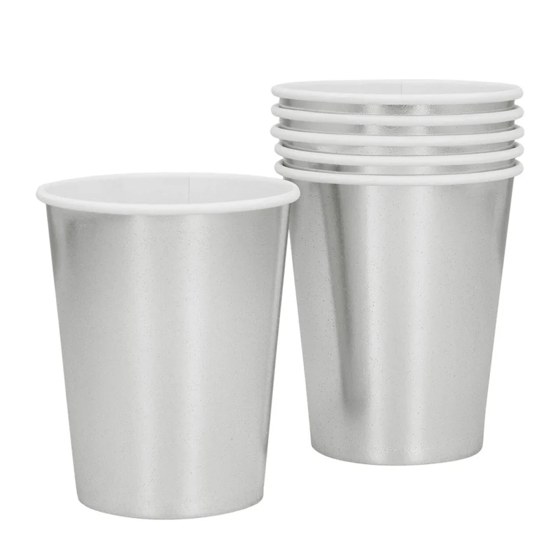 Papieren Feestbekers Zilver 6 Stuks