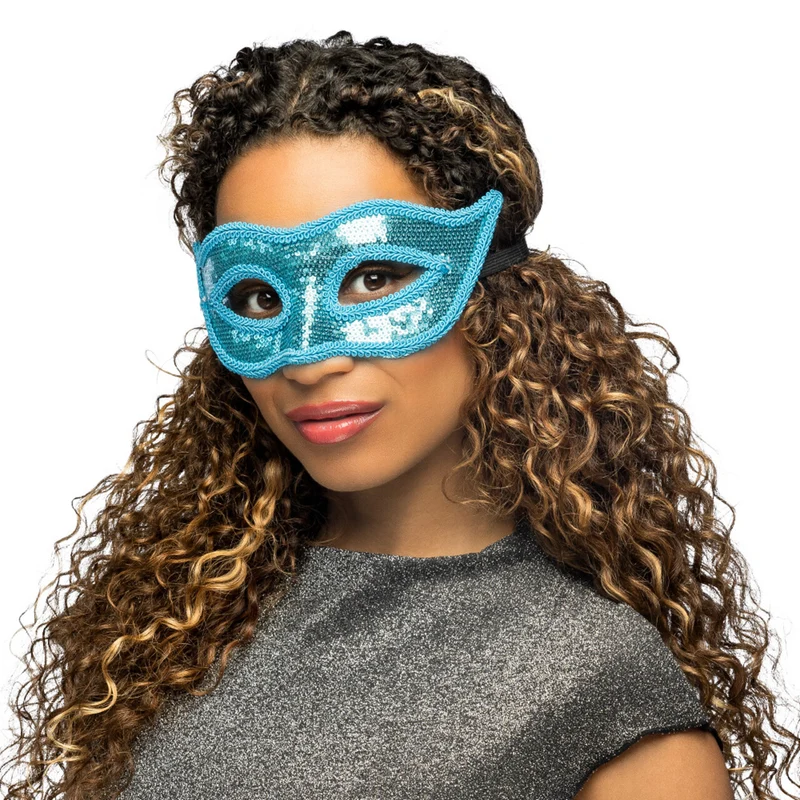 Masker Venice Mystique Pailletten Masker Blauw