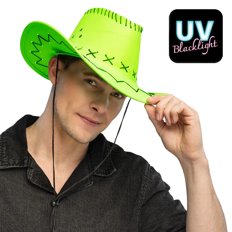 Glowboy Cowboyhoed Neongroen Uv