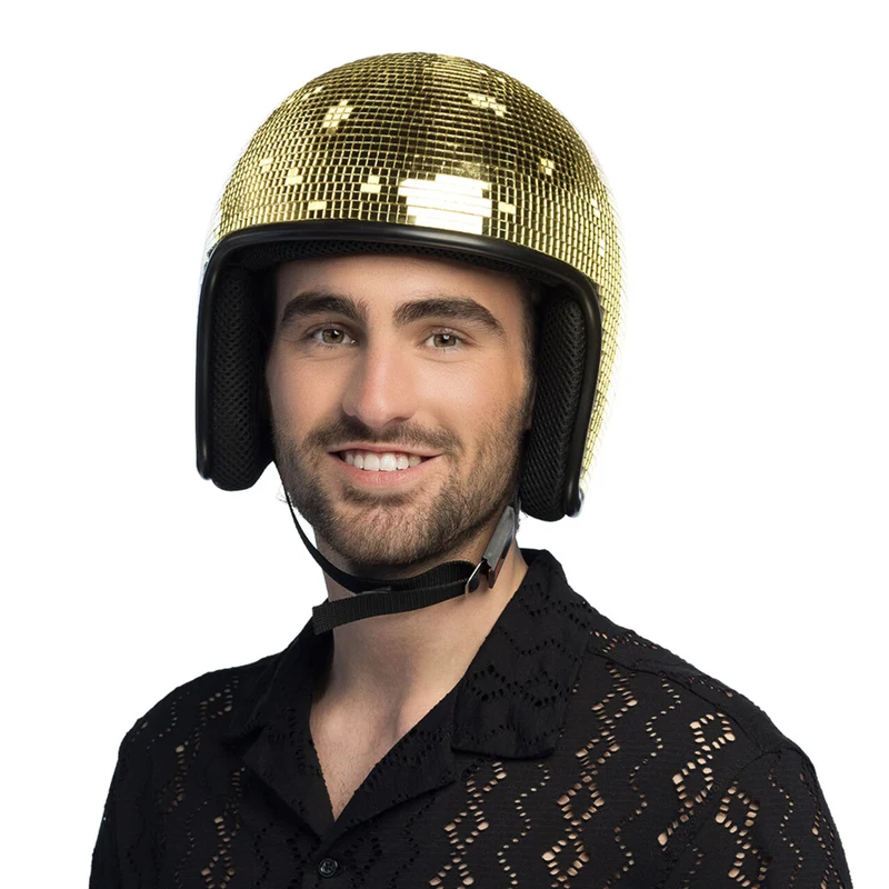 Helm Pailletten Disco Goud