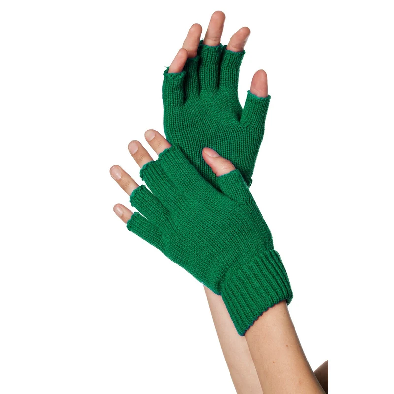 Gebreide Vingerloze Handschoenen Groen