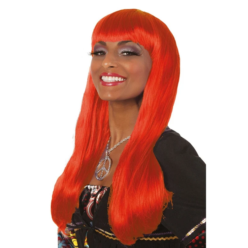 Lange Bob Pruik Oranje Gloed