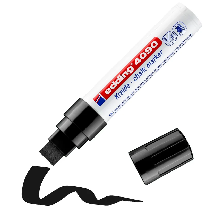 edding 4090 chalk marker - blokpunt - 4 tot 15 mm - zwart