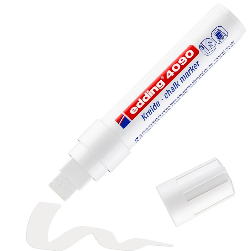 edding 4090 chalk marker - blokpunt - 4 tot 15 mm - wit