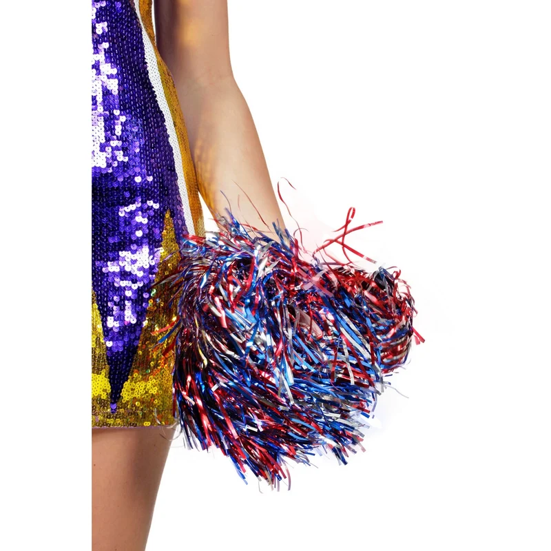 Cheerleader Pompom Metallic Rood / Blauw / Zilver