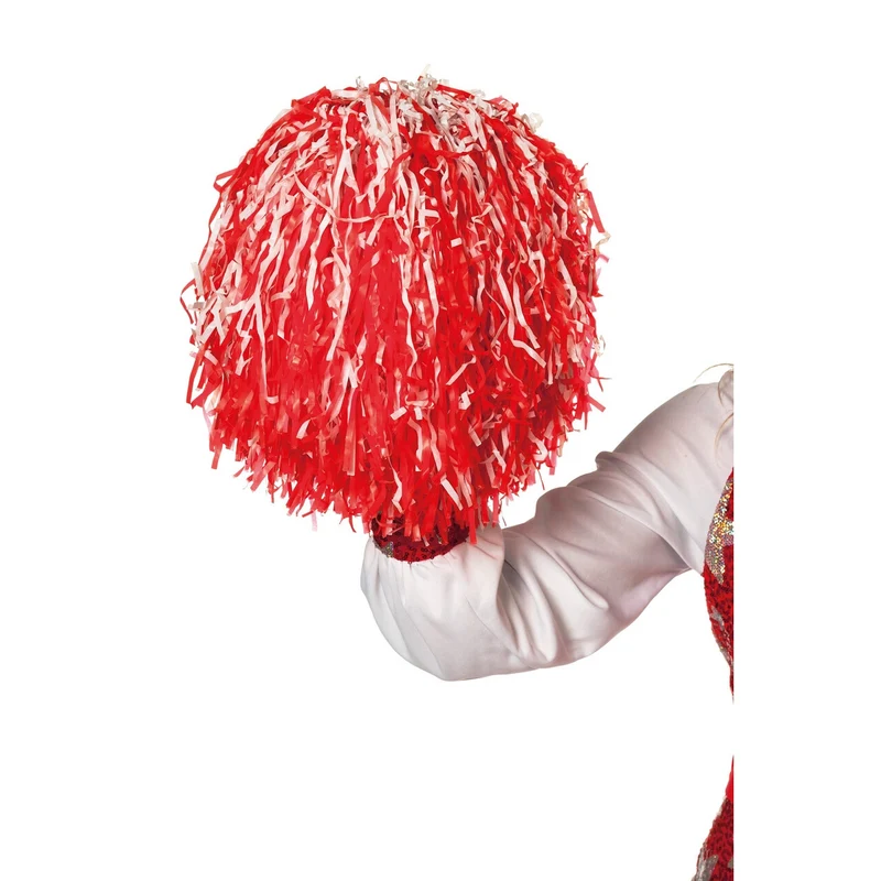 Cheerleader Pompom Rood Wit 1 Stuk