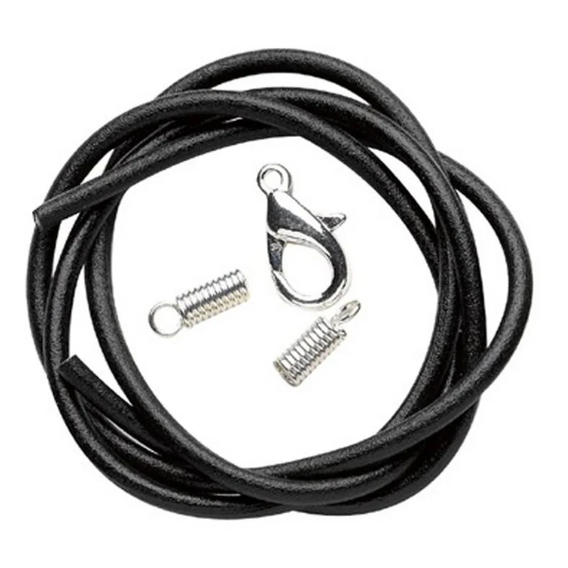 Imitatieleren koord - 2 mm - 60 cm - zwart