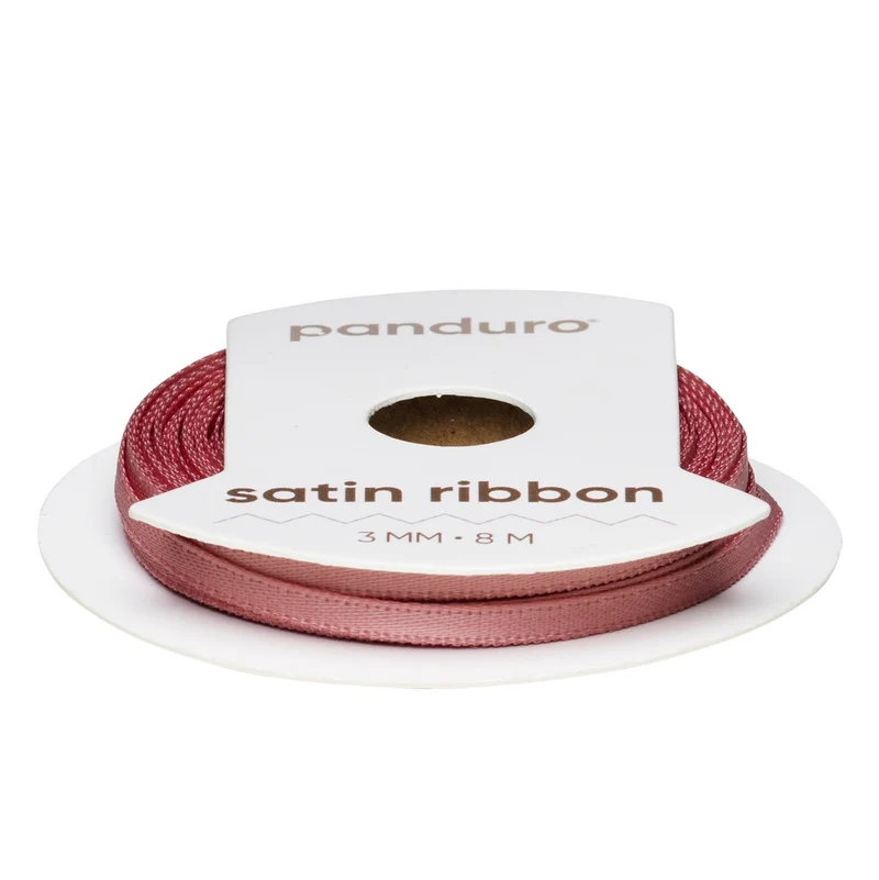 Satijnlint - 3 mm - donker poederroze