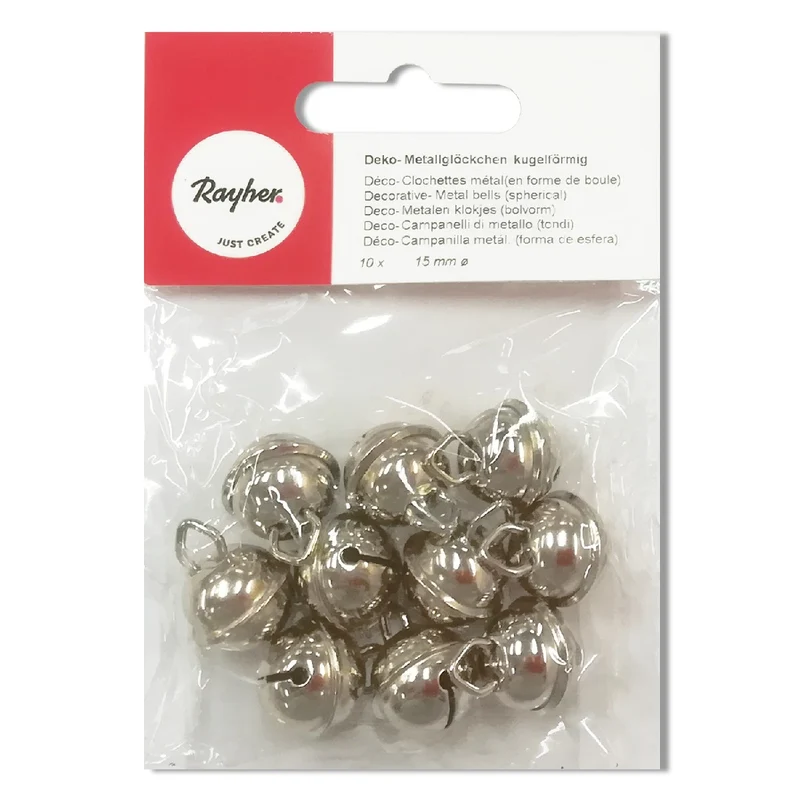 Belletjes - 15 mm - 10 stuks - zilverkleurig