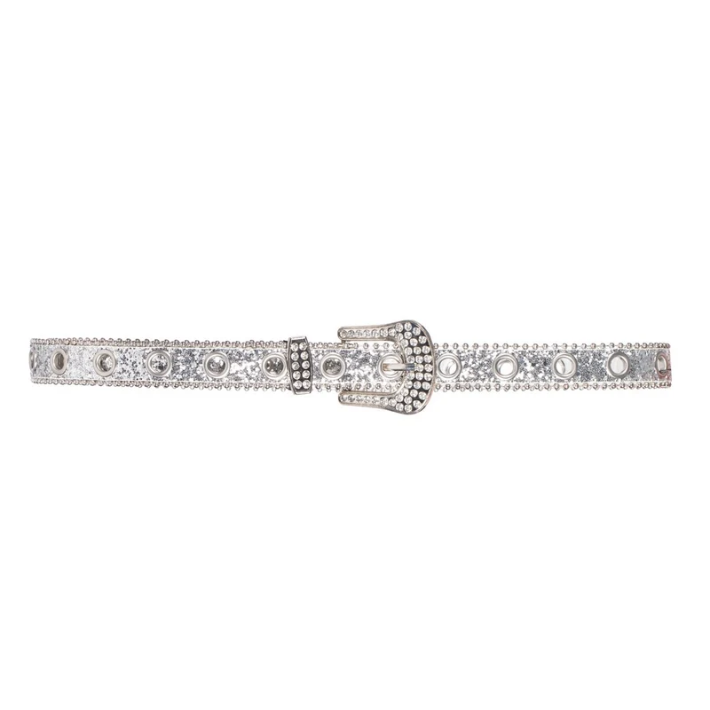 Glitter Riem Met Steentjes Zilver