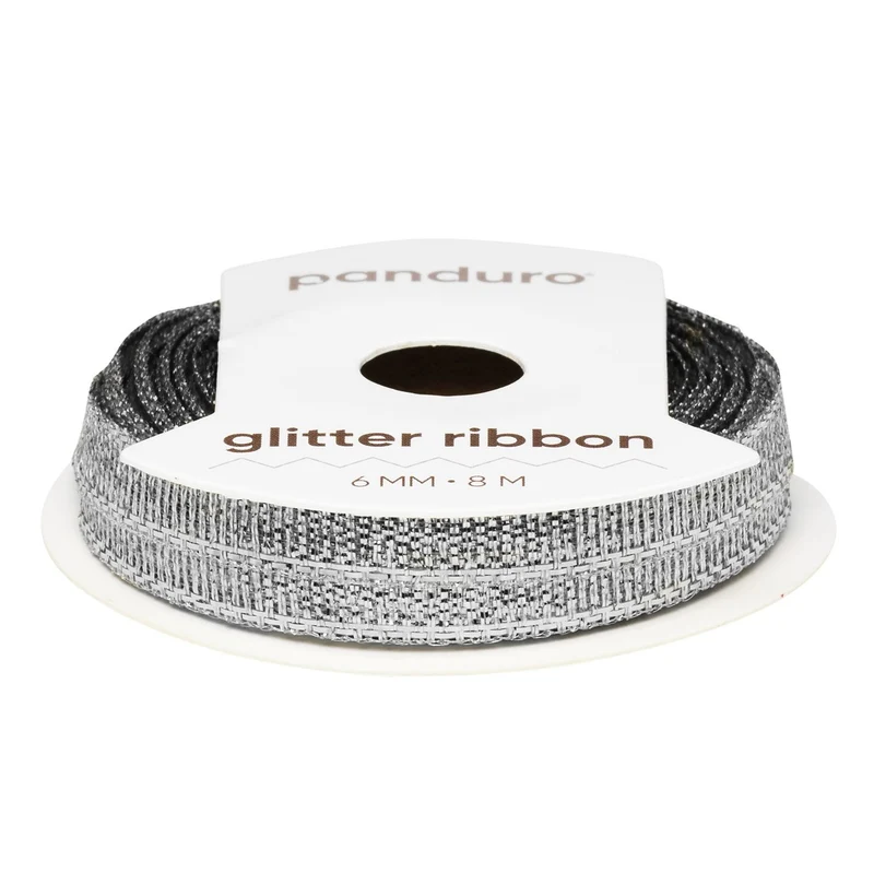 Lint - 6 mm - glitter zilver