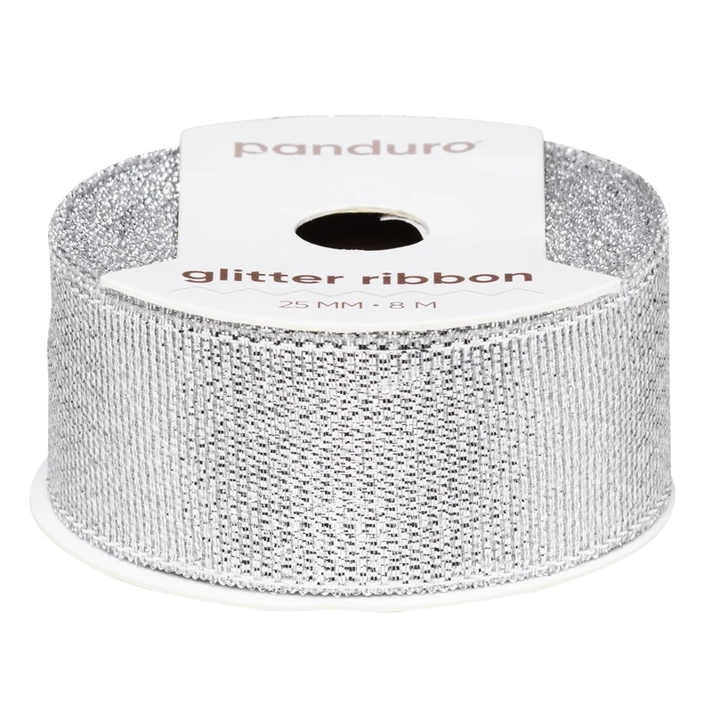 Lint - 25 mm - glitter zilver