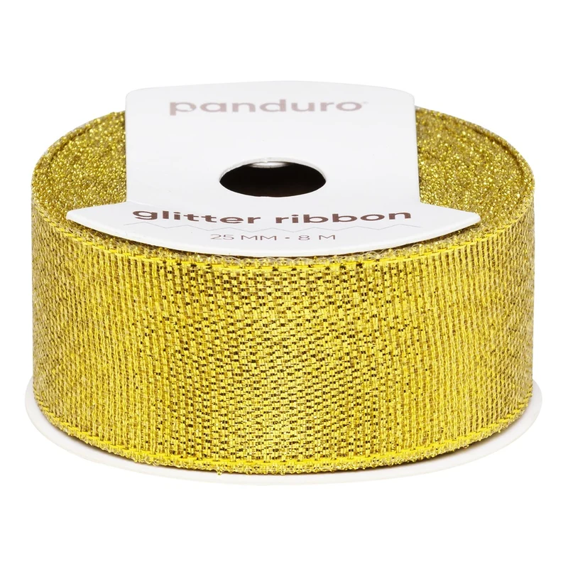 Lint - 25 mm - glitter goud