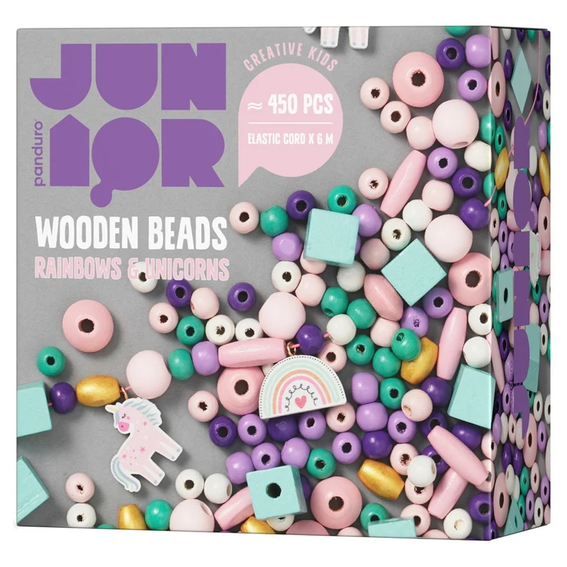 Houten kralenmix - 450 stuks - unicorns