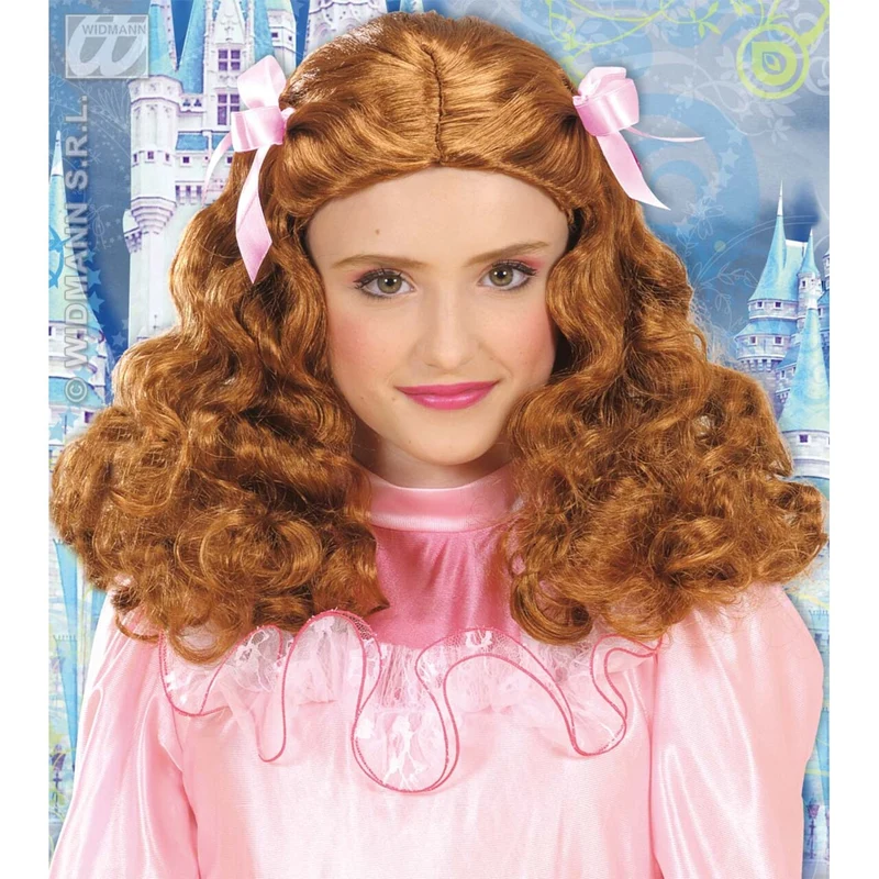 Pruik Prinses Bruin Met Lint