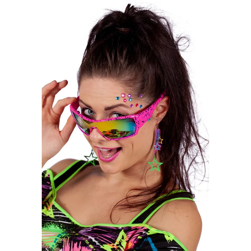 Neon Roze Jaren 80 Bluepaint Ski Zonnebril