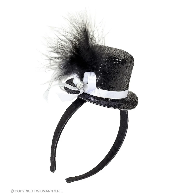 Jaren 20 Mini Glitter Hoed Zwart