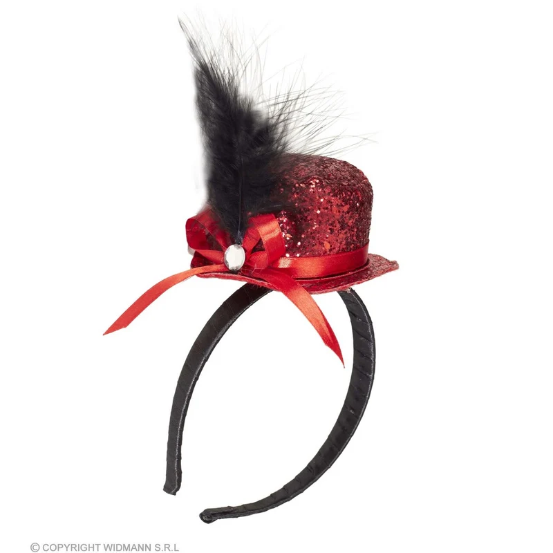 Jaren 20 Mini Glitter Hoed Rood