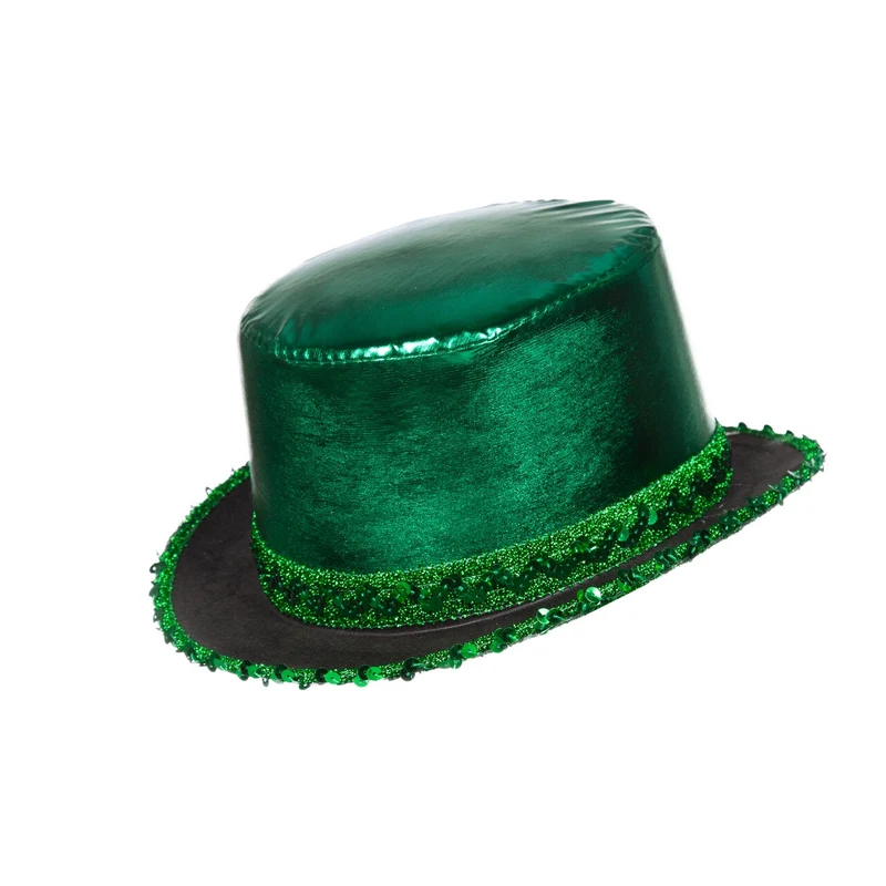 Hoge Hoed Groen Voor Geluk Met Paillettenband