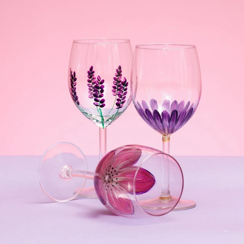 fleurige glazen met glasverf
