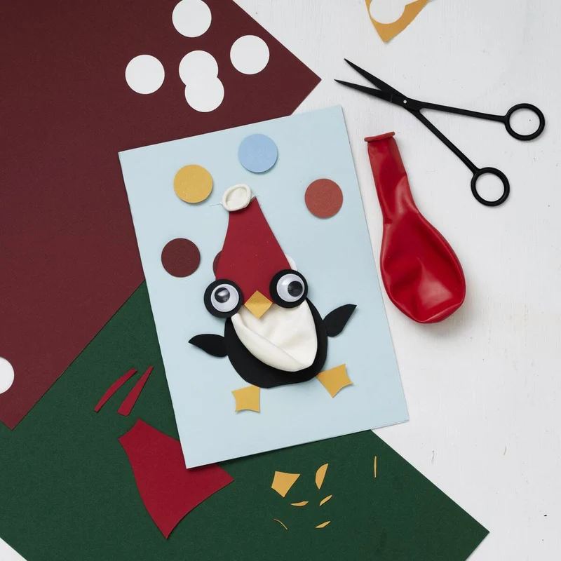 kerstkaart met pinguïn