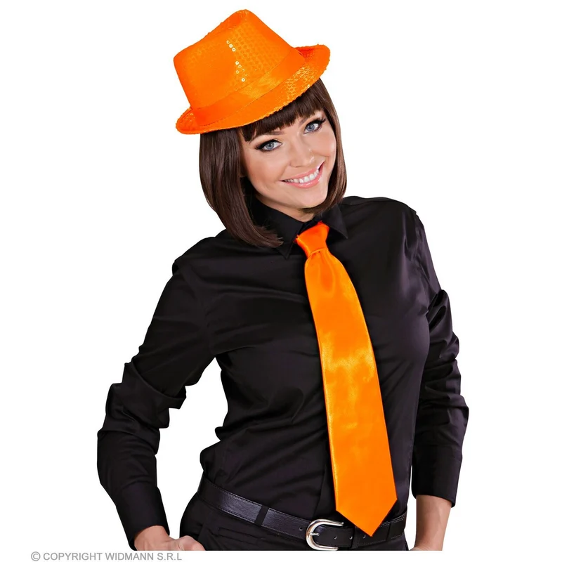 Glimmende Funky Neon Oranje Stropdas