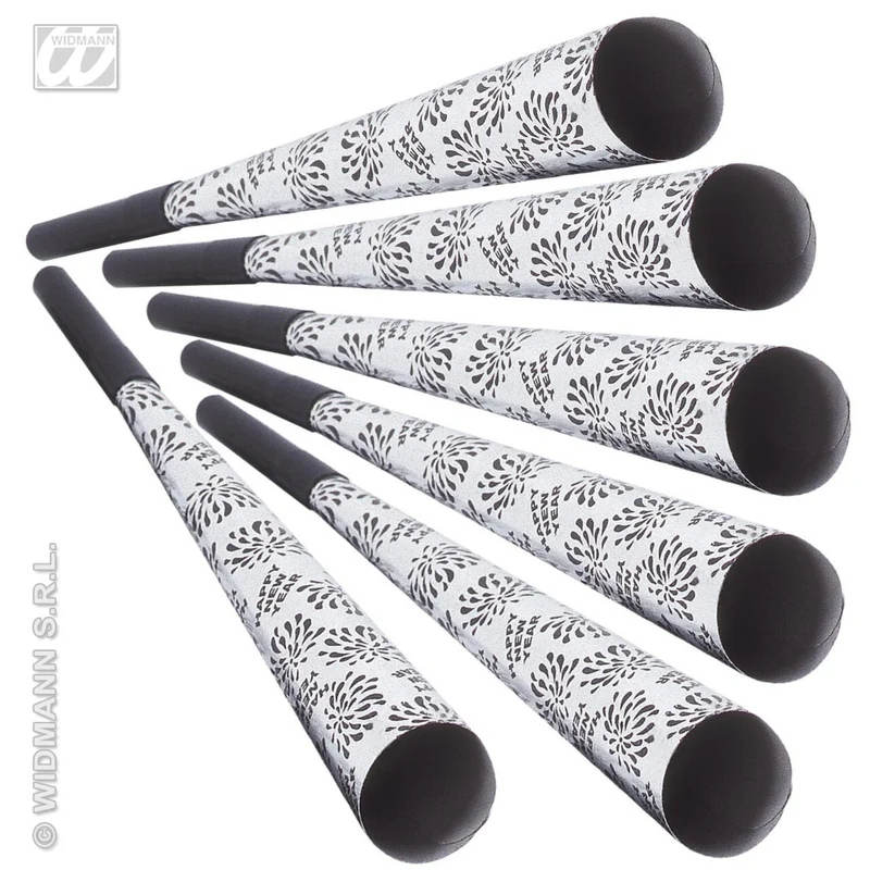 6 Happy New Year Toeters 25 Centimeter Zilver