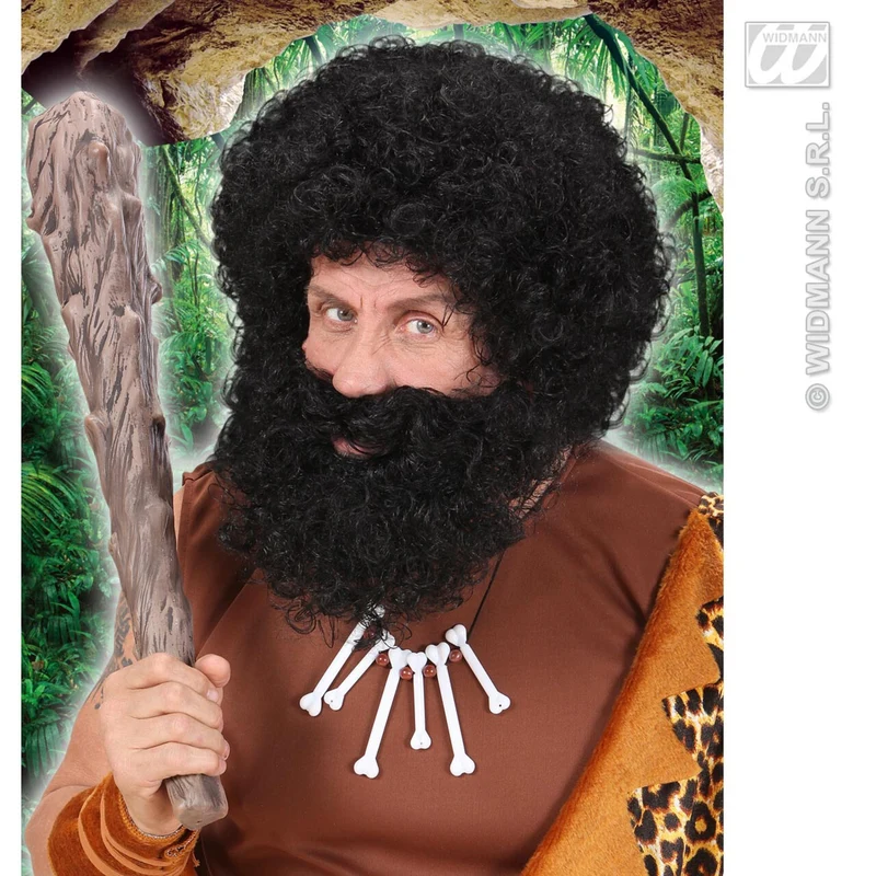 Pruik, Karakter Met Krullen En Baard, Zwart