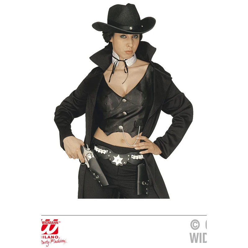 Black Ms Sheriff Luxe Dubbel Holster Cowboy, Zwart