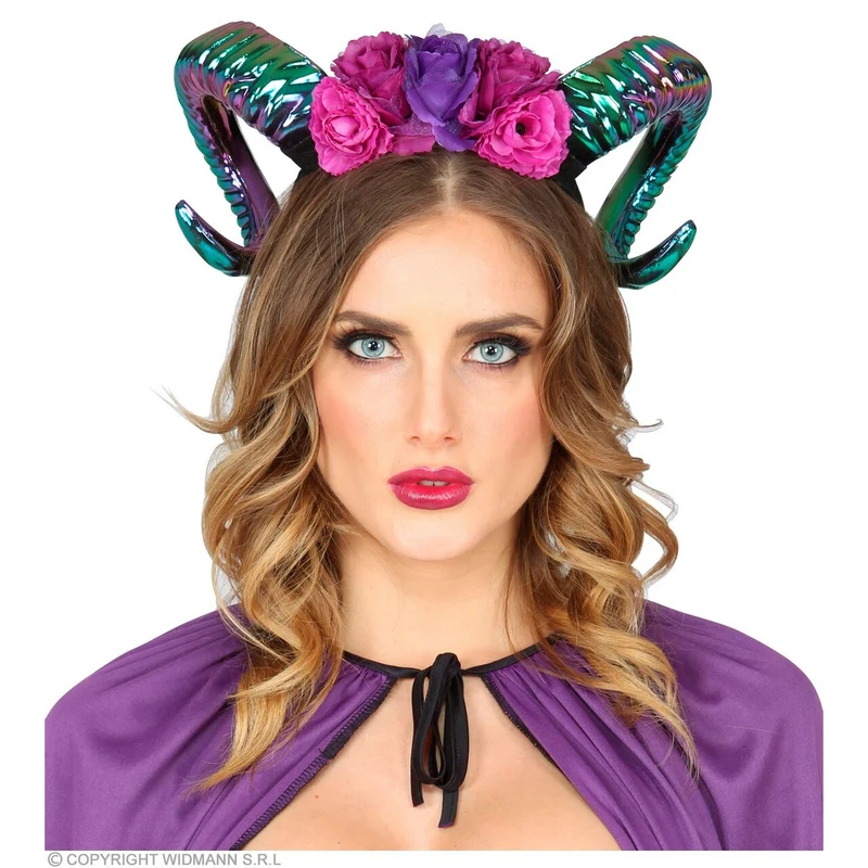 Fantasy Ram Hoofdband Met Bloemen