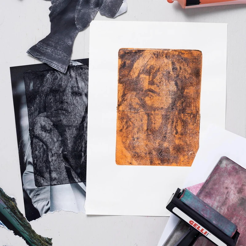 een Gelli Arts magazine portret transfer
