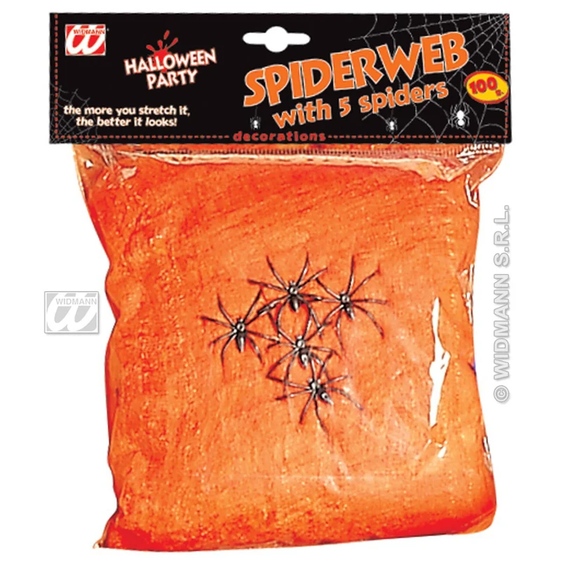 Spinnenweb Rood, 100gram Met 5 Spinnen