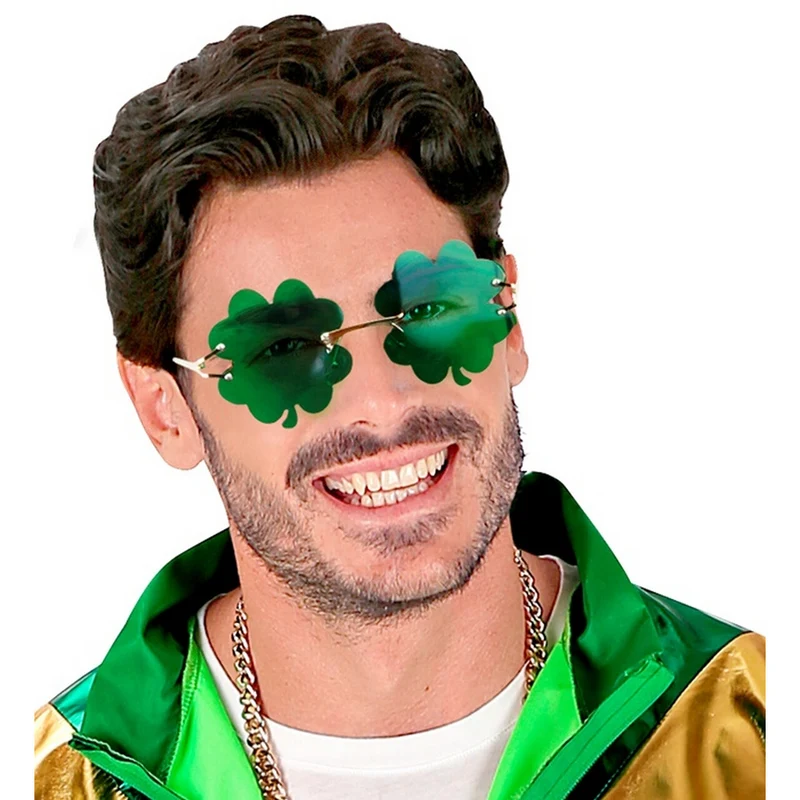 Groene Geluksbril Klavertje Vier