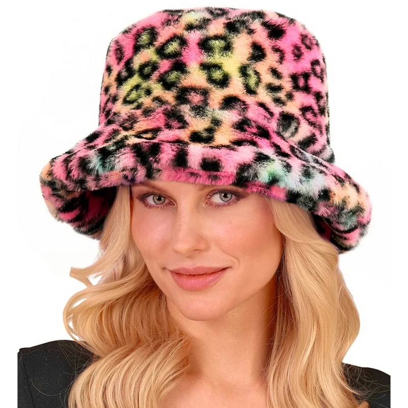 Foute Buckethat Pluche Luipaardprint