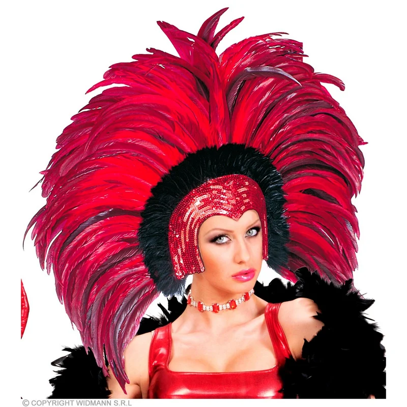 Hoofdbedekking Met Veren Brazil Zomercarnaval Rood