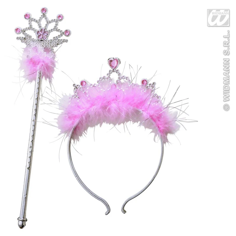 Diadeem En Toverstaf Met Steentjes En Maraboe
