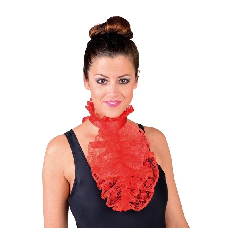 Jabot Kant Luxe Rood Linda