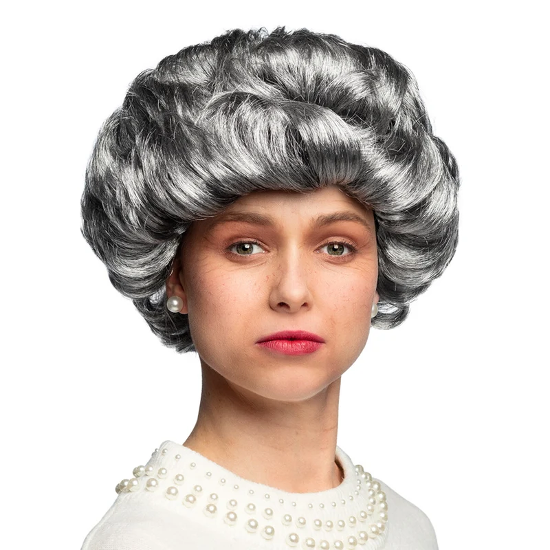 Pruik Elizabeth Granny Grey