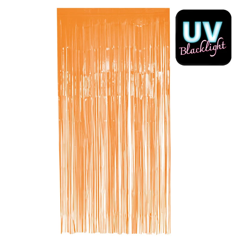 Feestelijk Folie Gordijn Neon Oranje