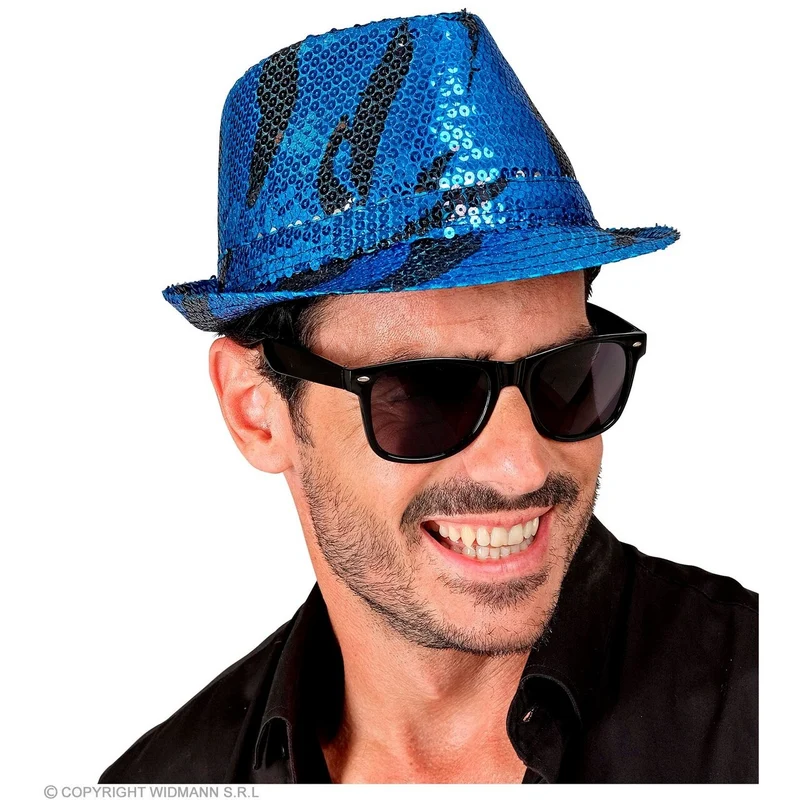 Pailletten Gangster Hoed Blauwe Oceaan Blauw